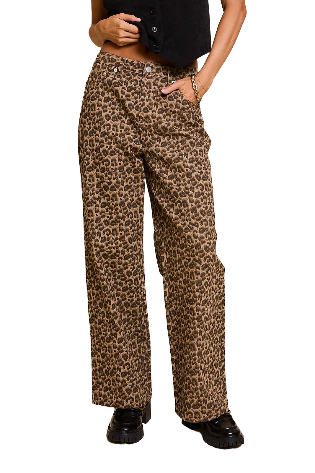 Lia Wide Leg Animal Print Pant