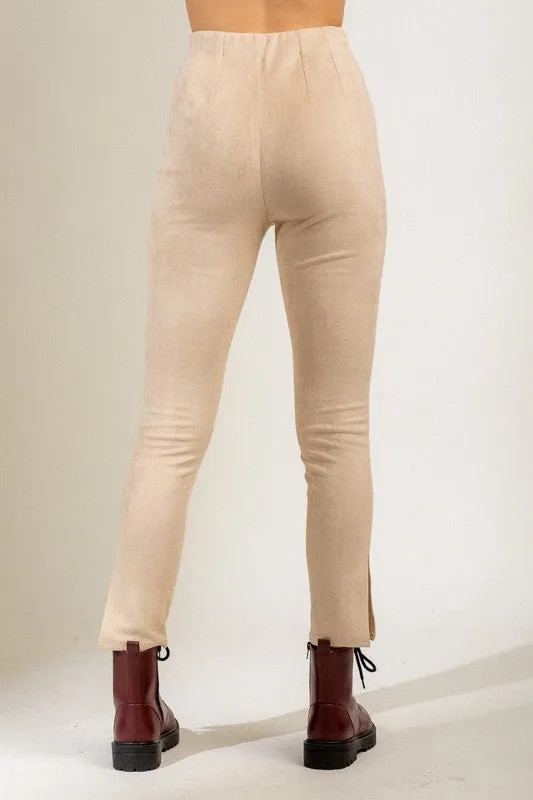 Lillian Suede Leggings Beige