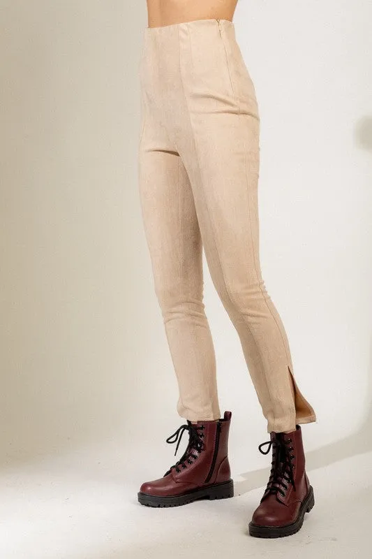 Lillian Suede Leggings Beige