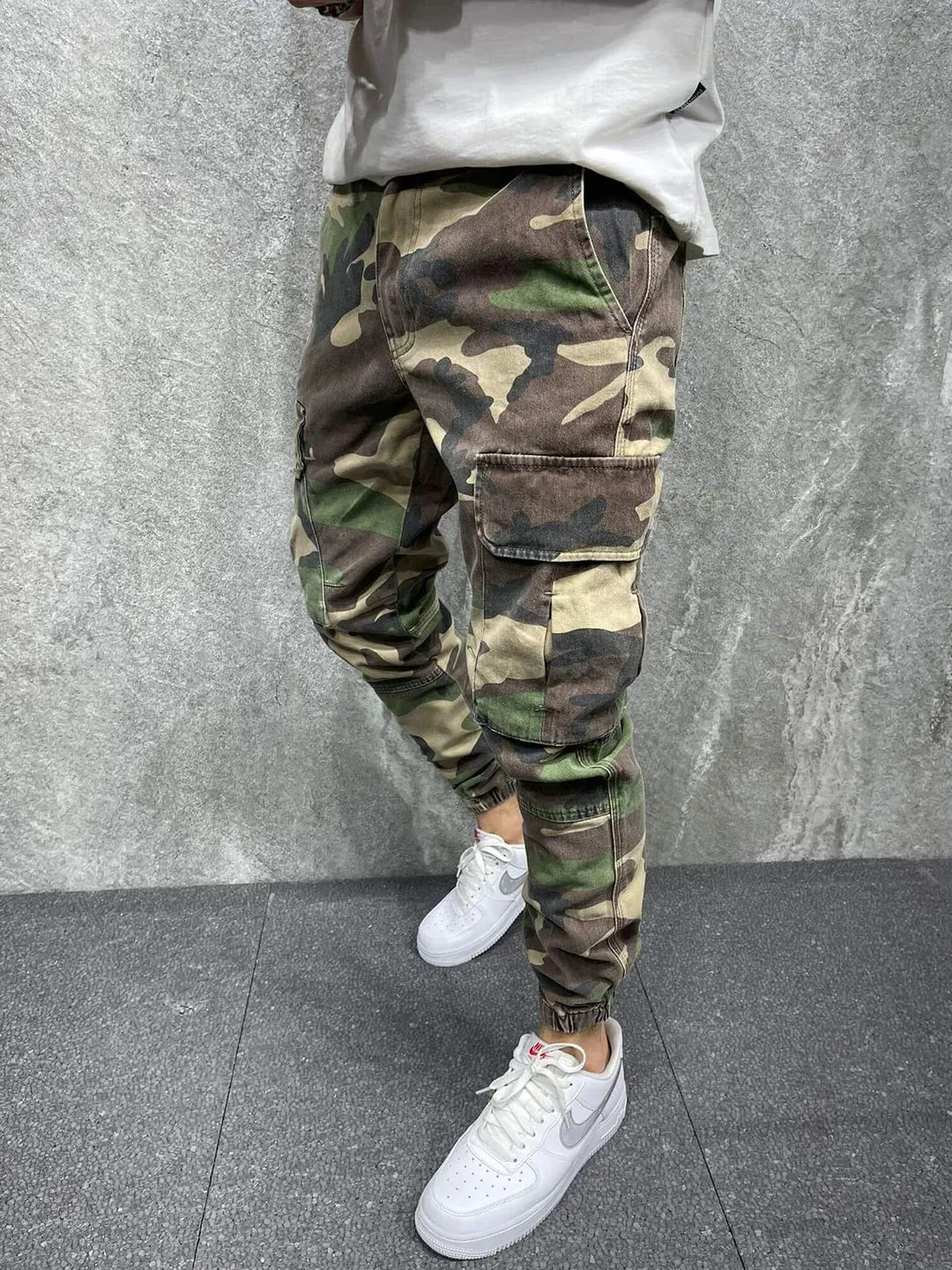 Men Camouflage Pocket Casual Trousers