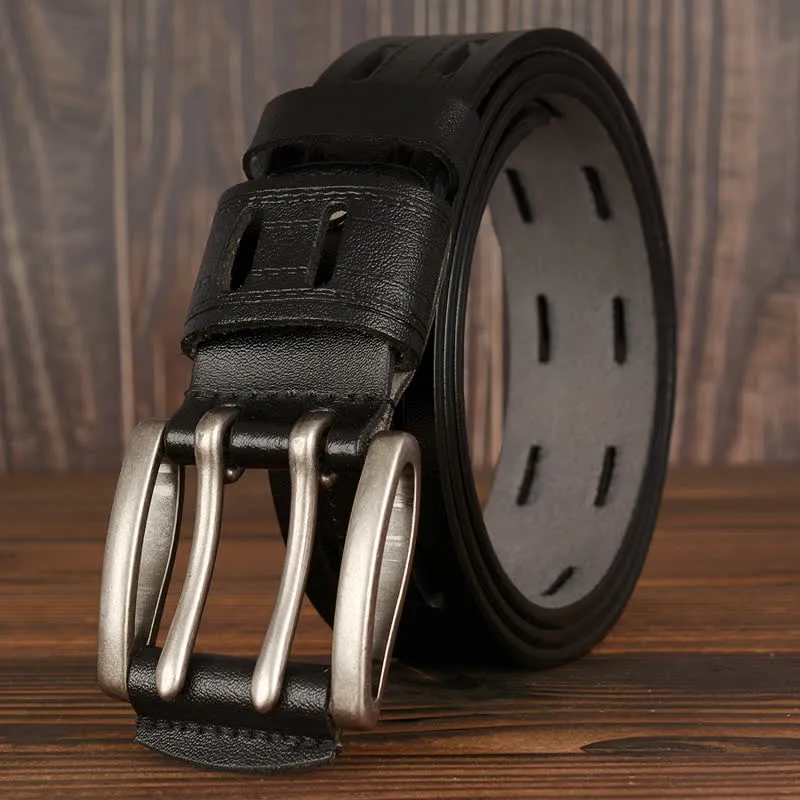 Men's Casual Double Prong Trouser Leather Belt