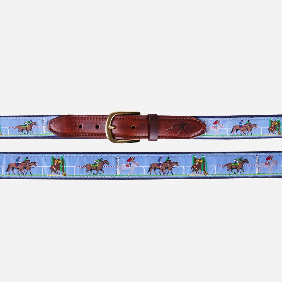 Men's Horse Race Scene Ribbon Belt