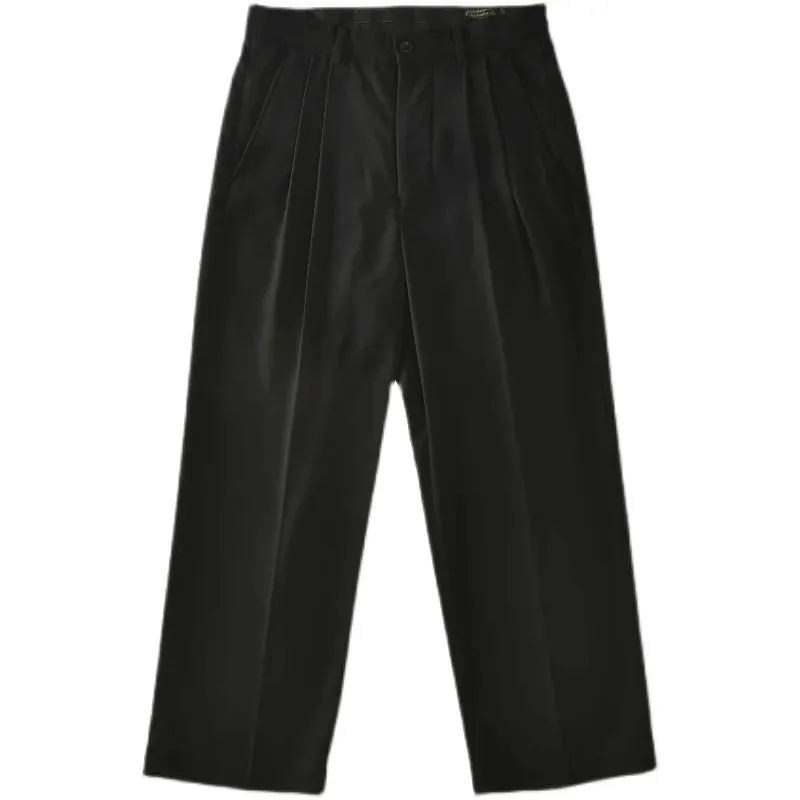 Men's Vintage High-Waisted Wide Leg Pants with Side Pocket