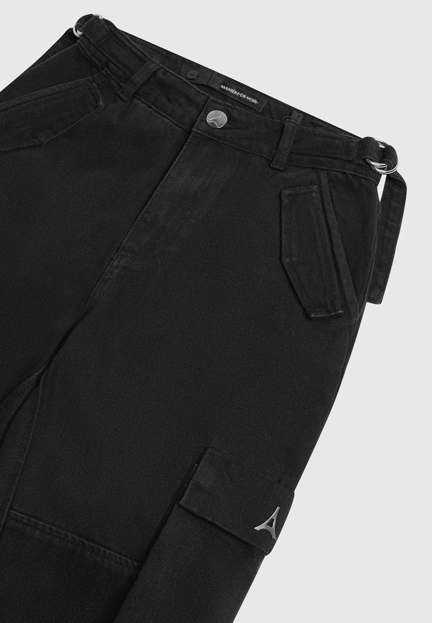 Mid Rise Cargo Pants - Black