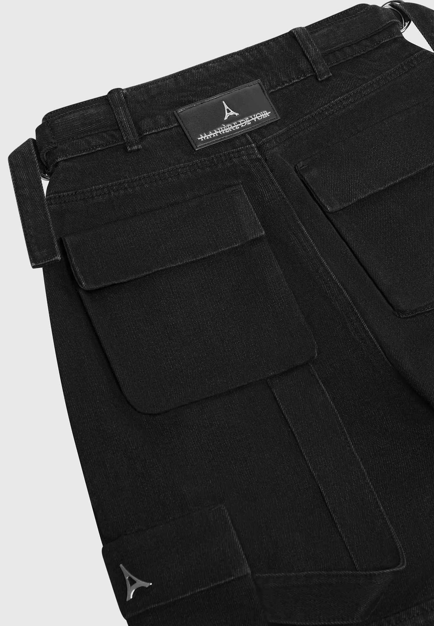 Mid Rise Cargo Pants - Black