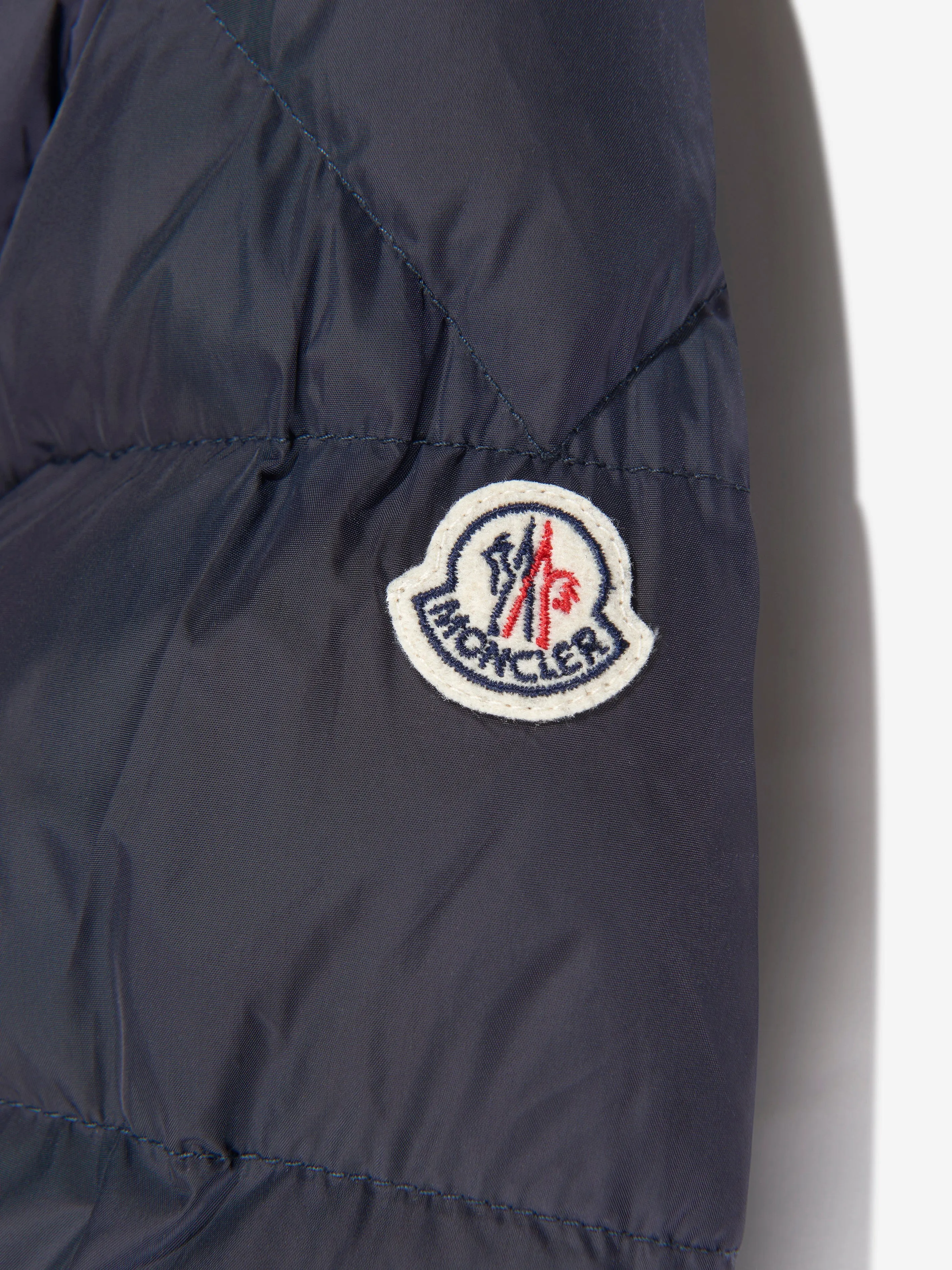 Moncler Enfant Boys Down Padded Mark Short Parka in Navy