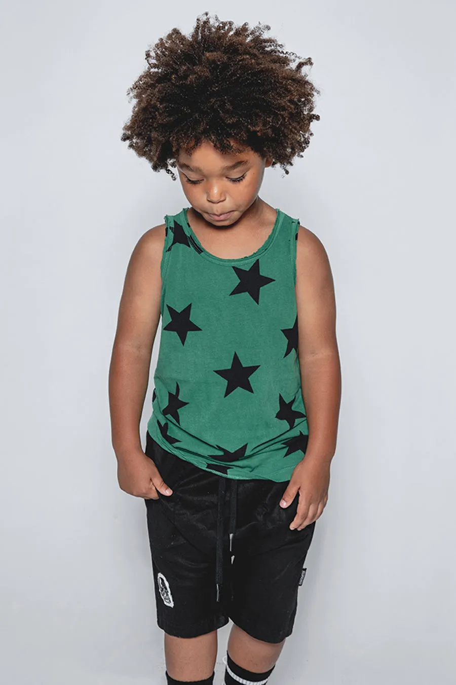 Nununu Star Kids Tank Shirt - Moss Green