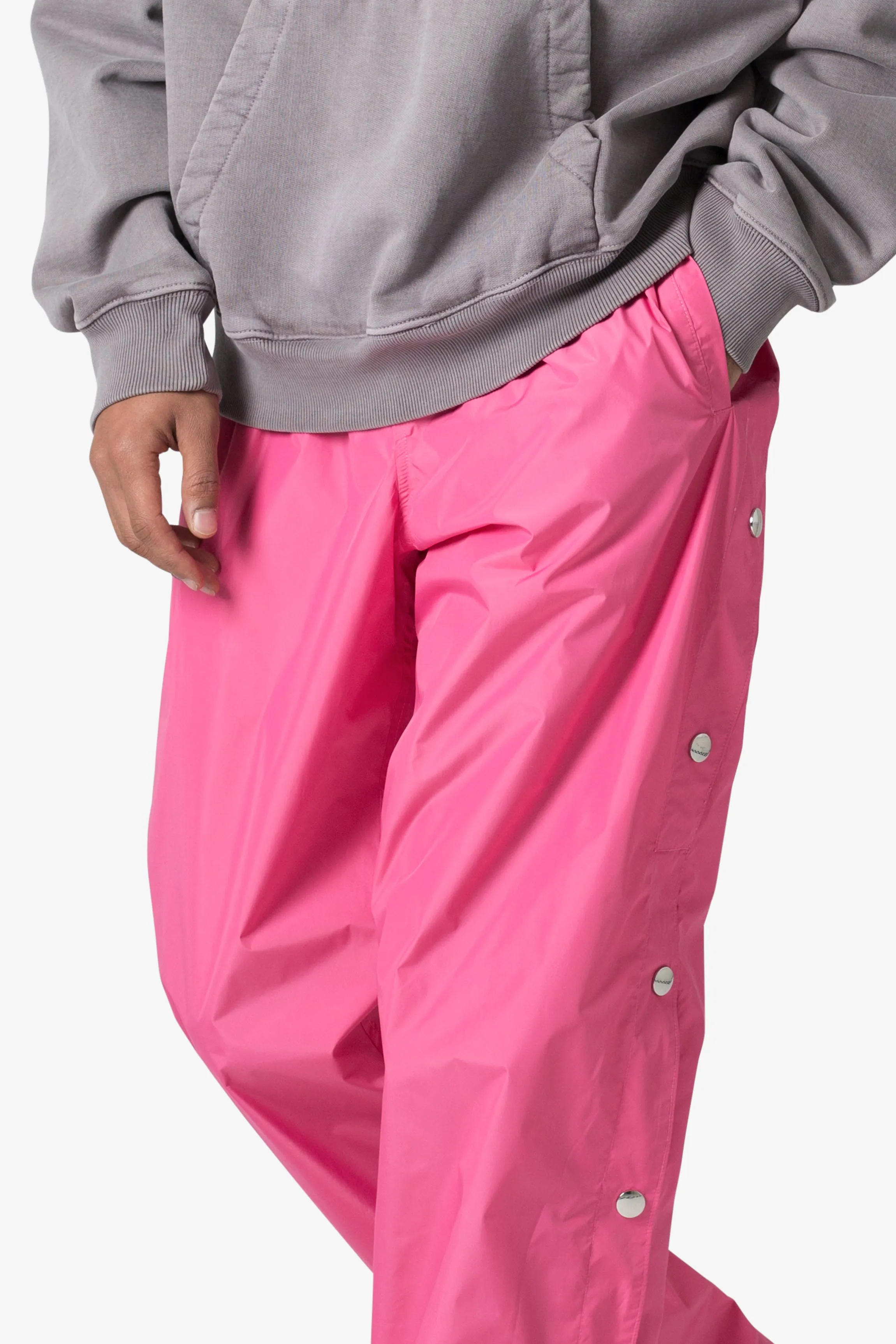 Nylon Snap Track Pants - Pink