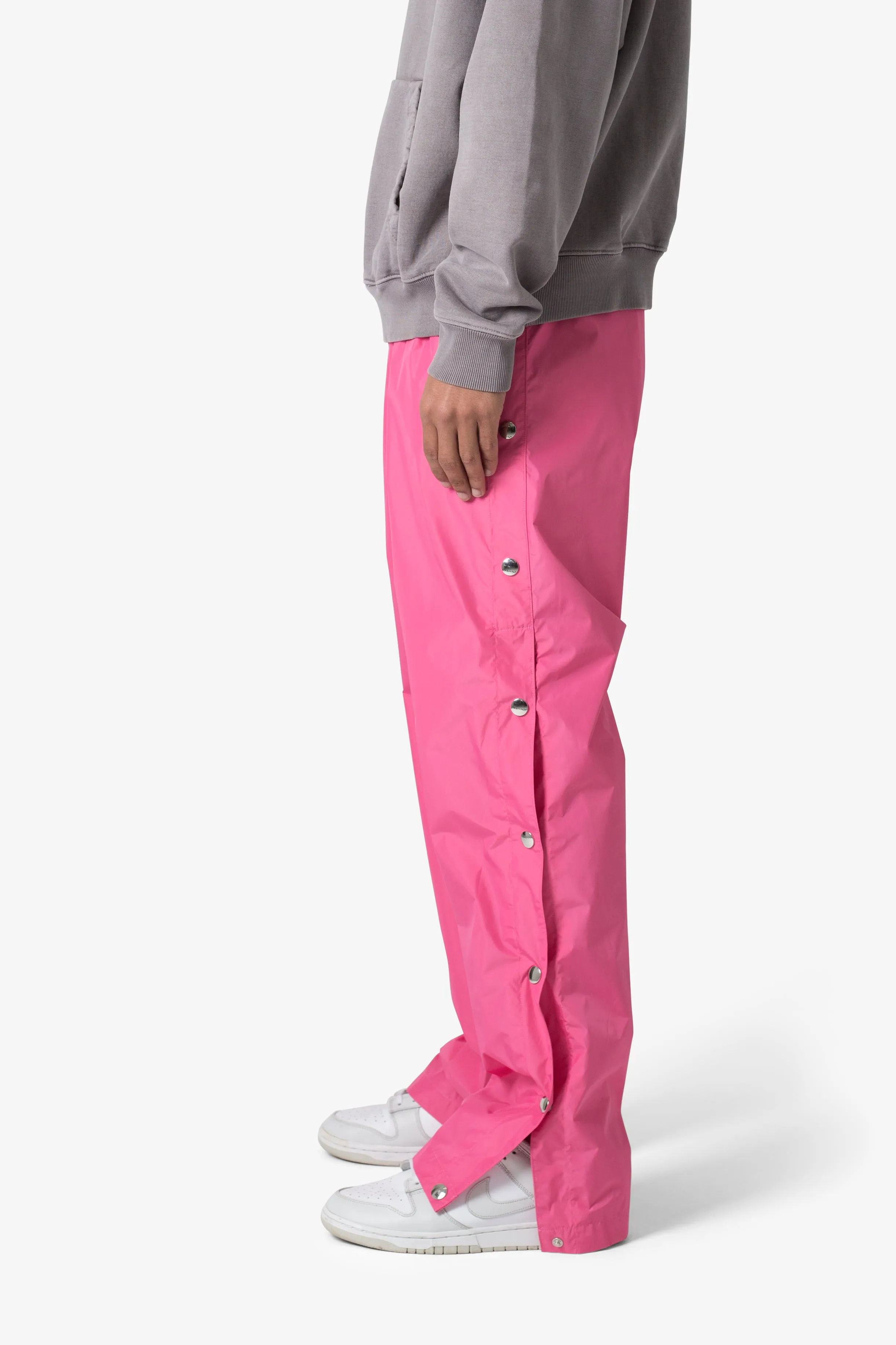 Nylon Snap Track Pants - Pink