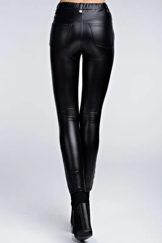 PLEATHER LACE UP PANTS