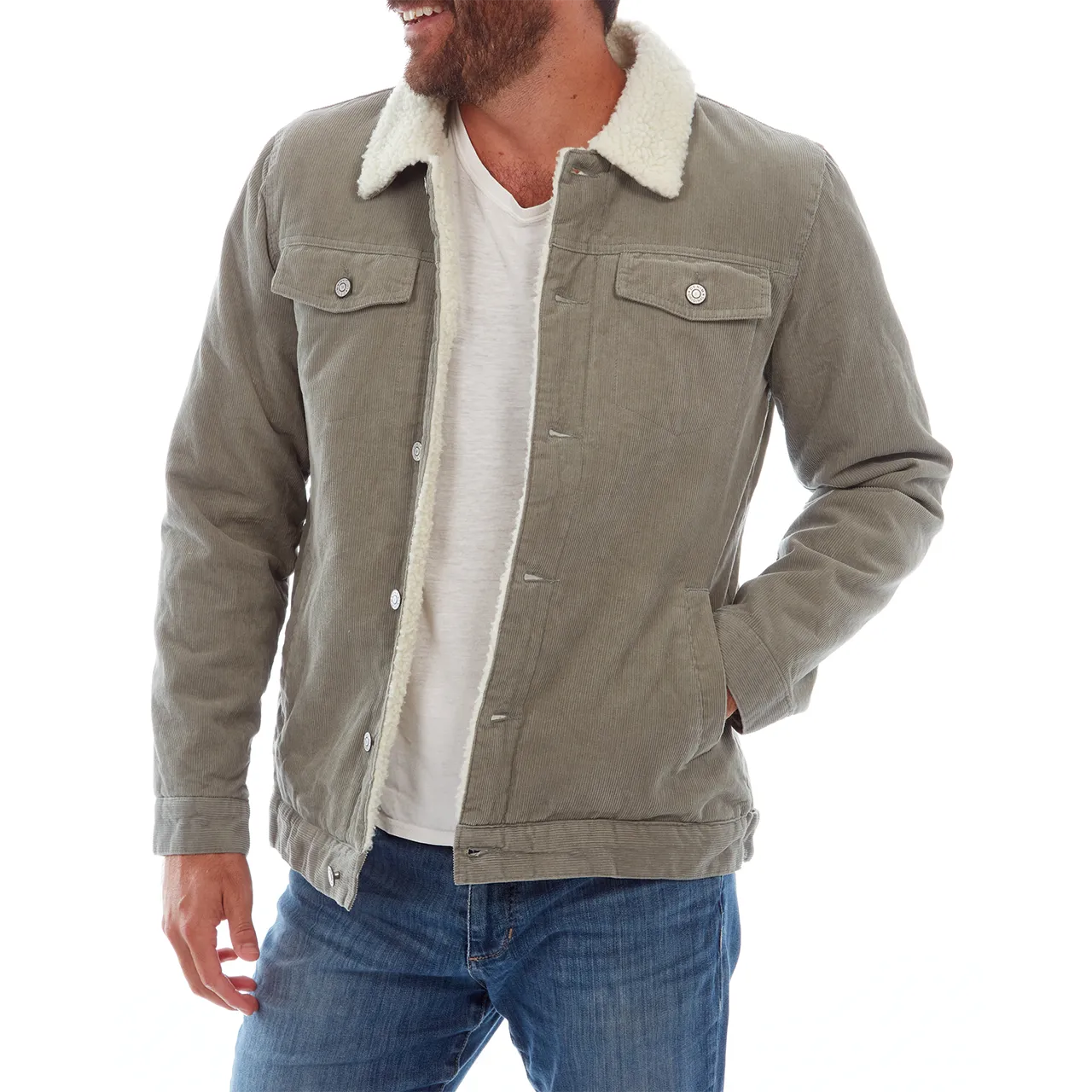 PX - "KOLTON" Corduroy Aviator Jacket in JADE Grey