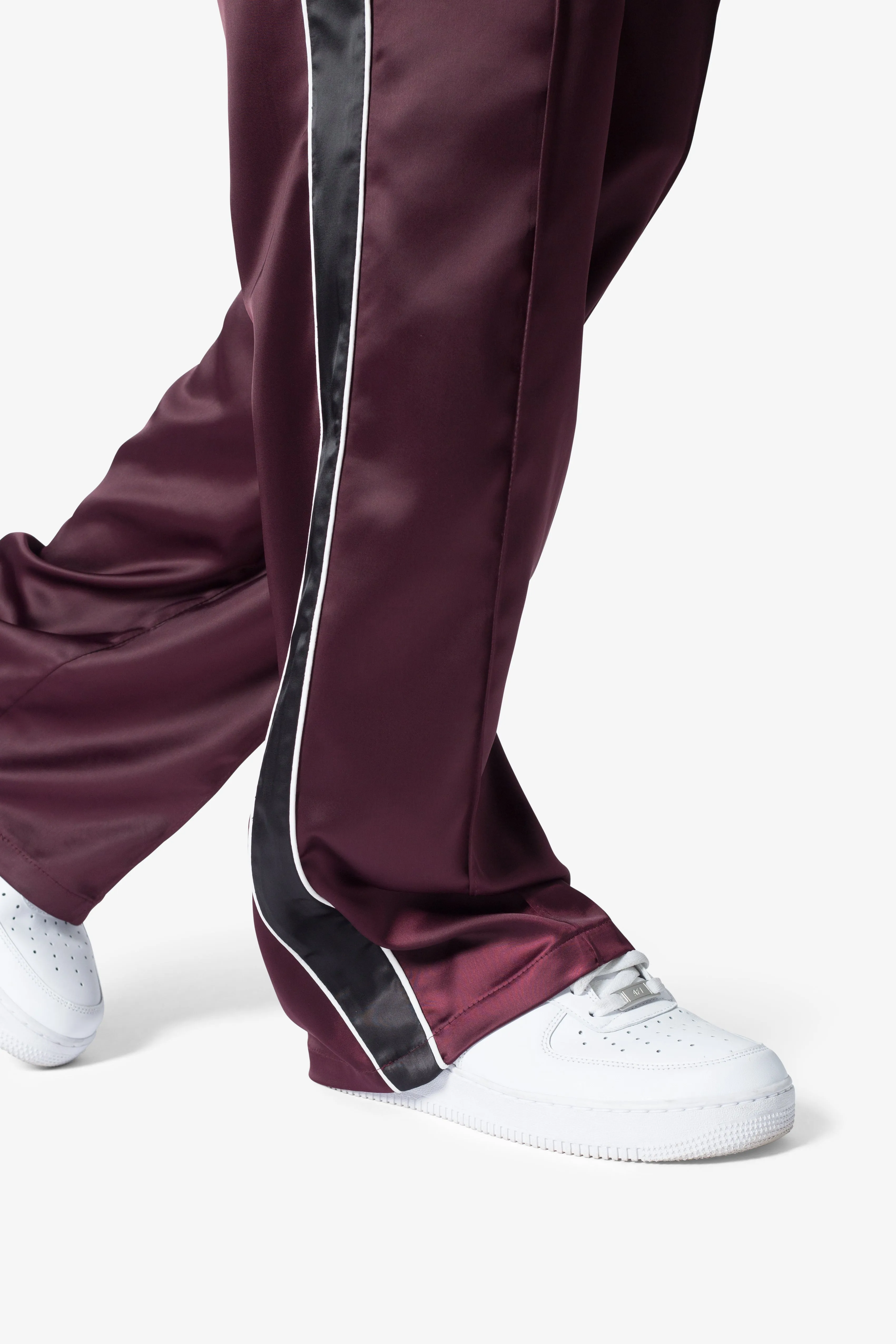 Satin Track Pants - Burgundy