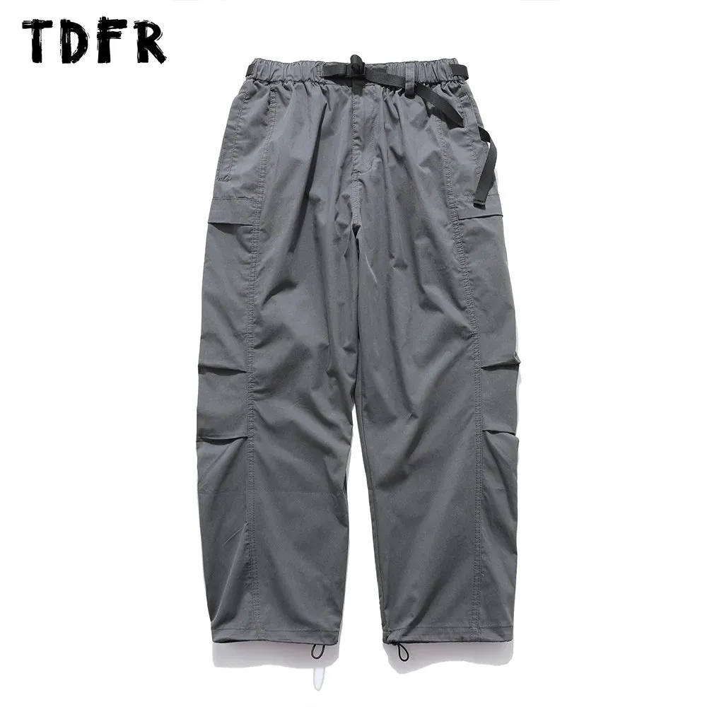 Solid Color Casual Safari Style Pocket Cargo Pants - Wide Leg Trousers