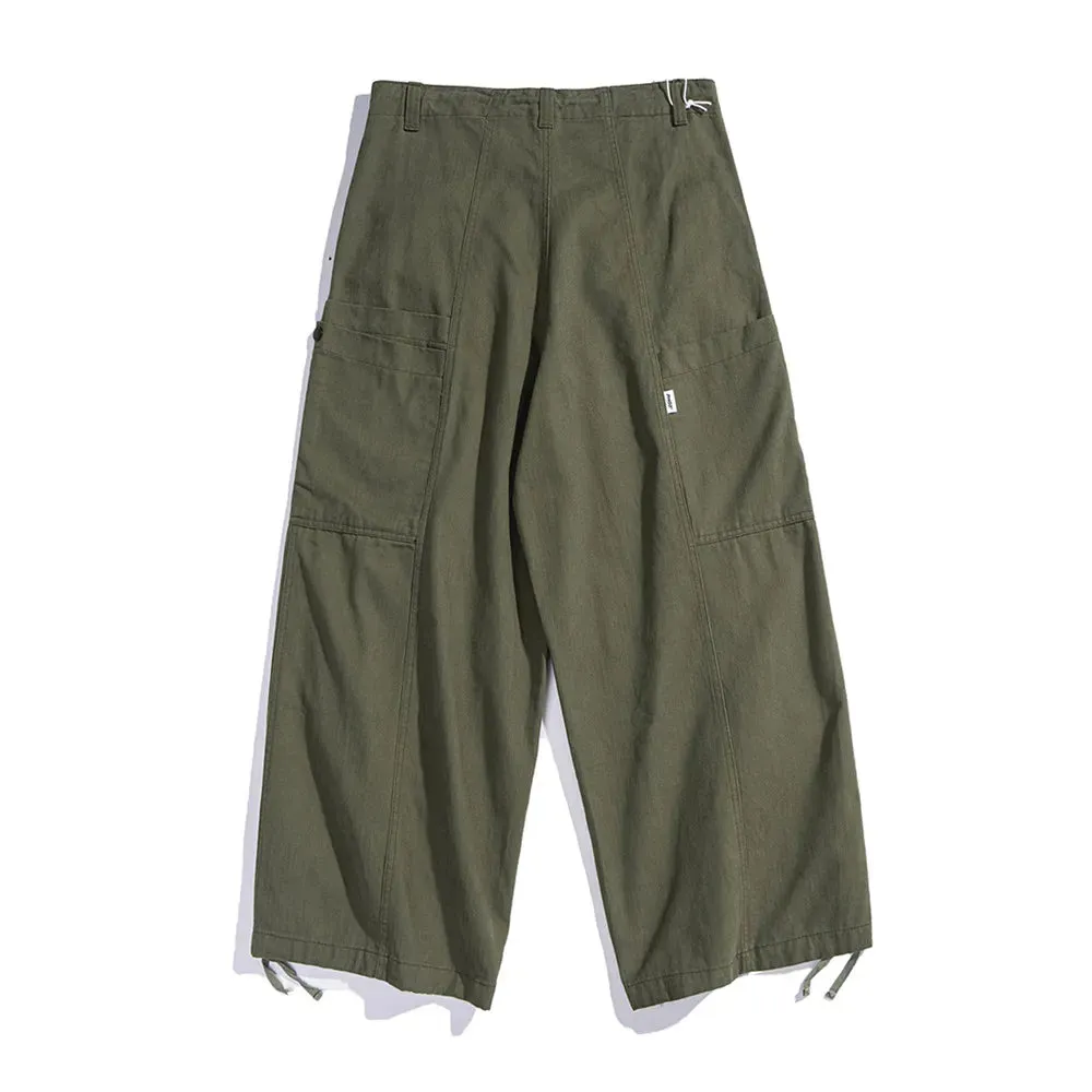 Solid Color Safari Style Cargo Pants with Multi-Pocket Design