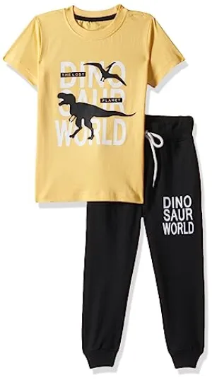 T2F Boys Cotton T-Shirt and Joggers Pant Set(BYS-TSRT-JOG-01_Multicolor 1_2-3 yrs)