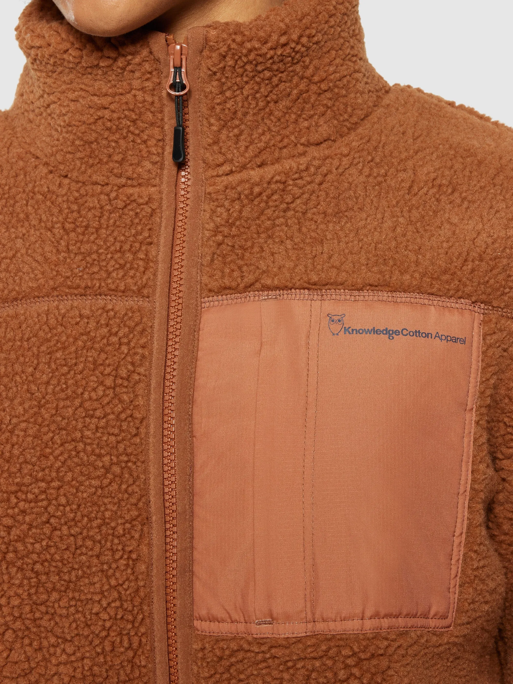 Teddy high neck zip jacket - Mocha Bisque