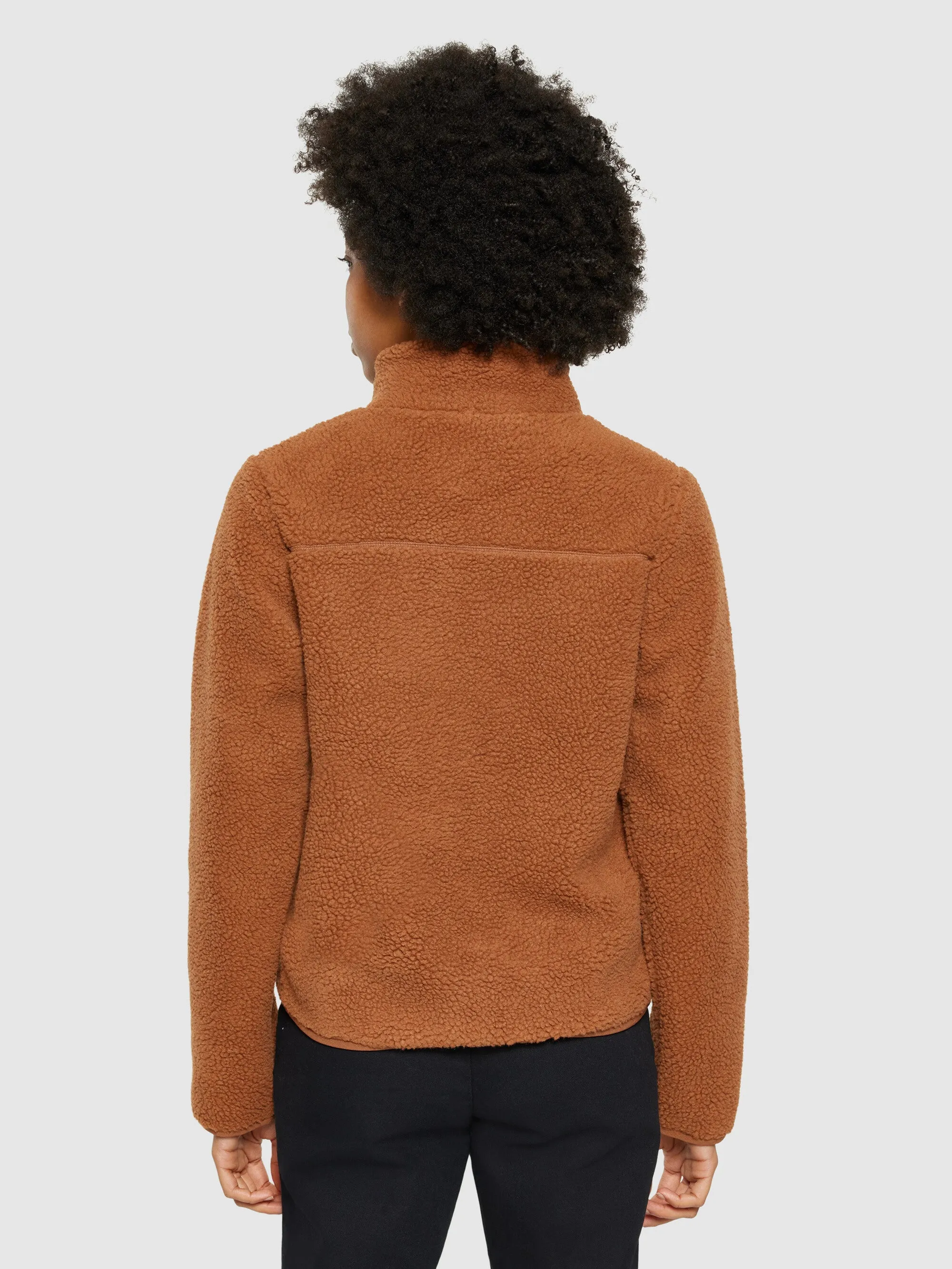 Teddy high neck zip jacket - Mocha Bisque