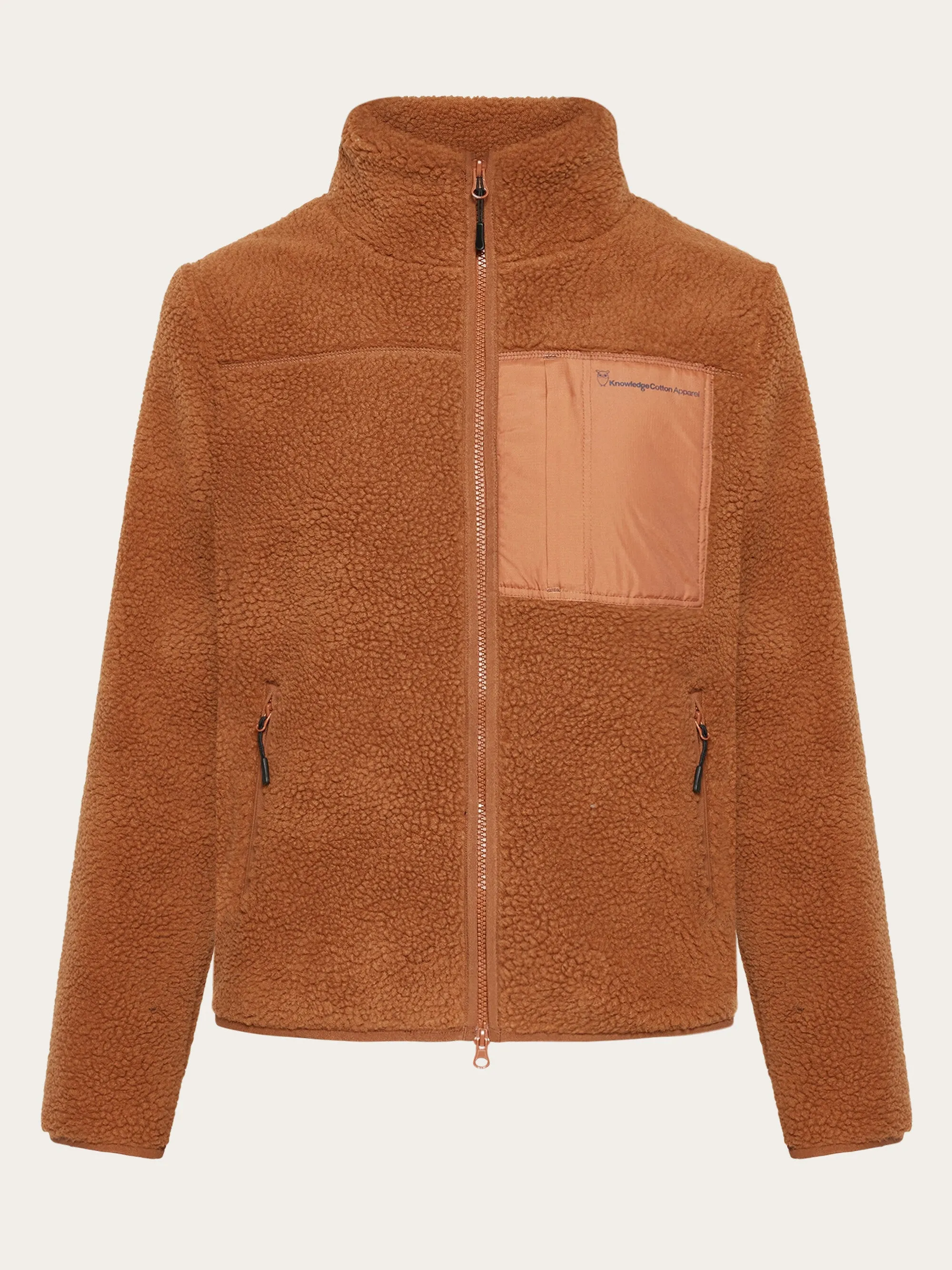 Teddy high neck zip jacket - Mocha Bisque