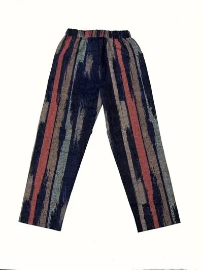 TEEK - Striped Pocketed Elastic Waist Pants