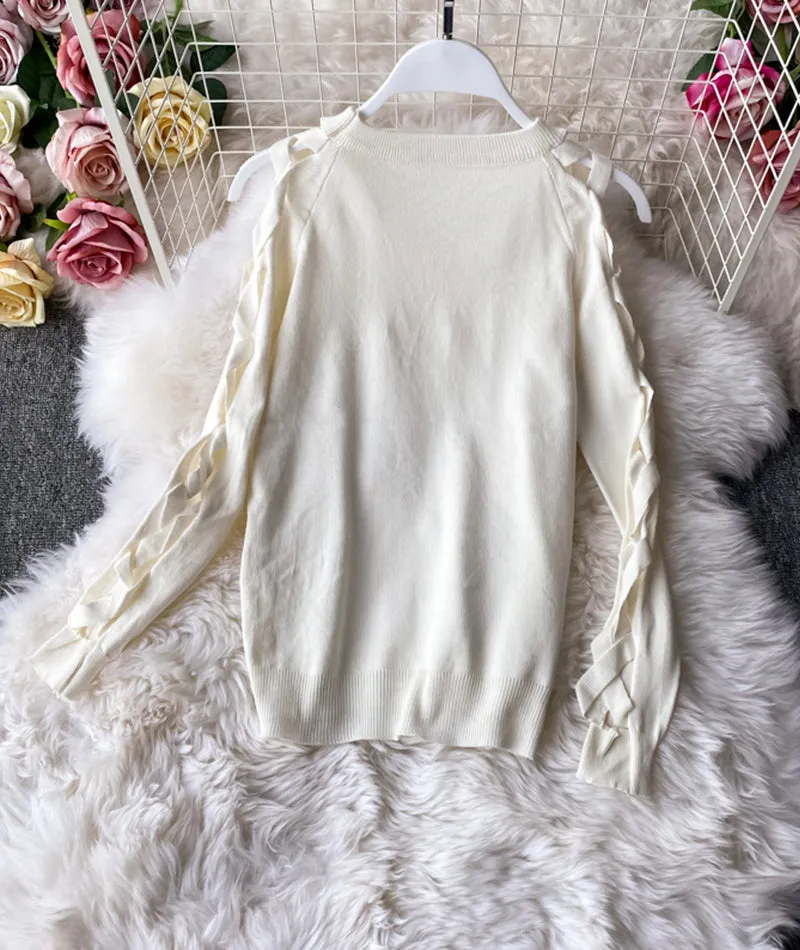 Unique Round Neck Long Sleeve Sweater    S4373