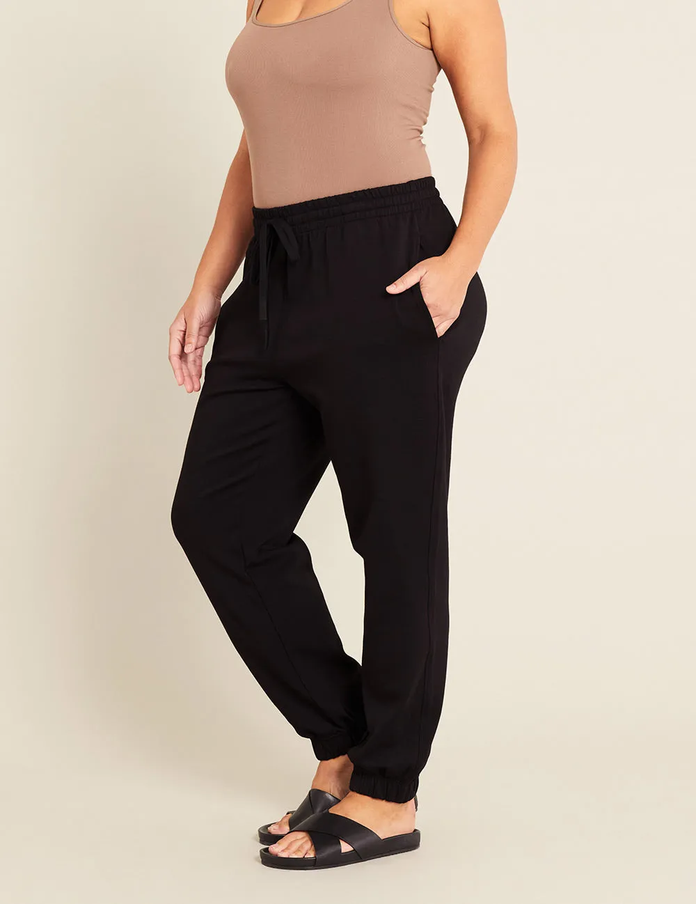 Unisex Cuffed Sweat Pants - Black