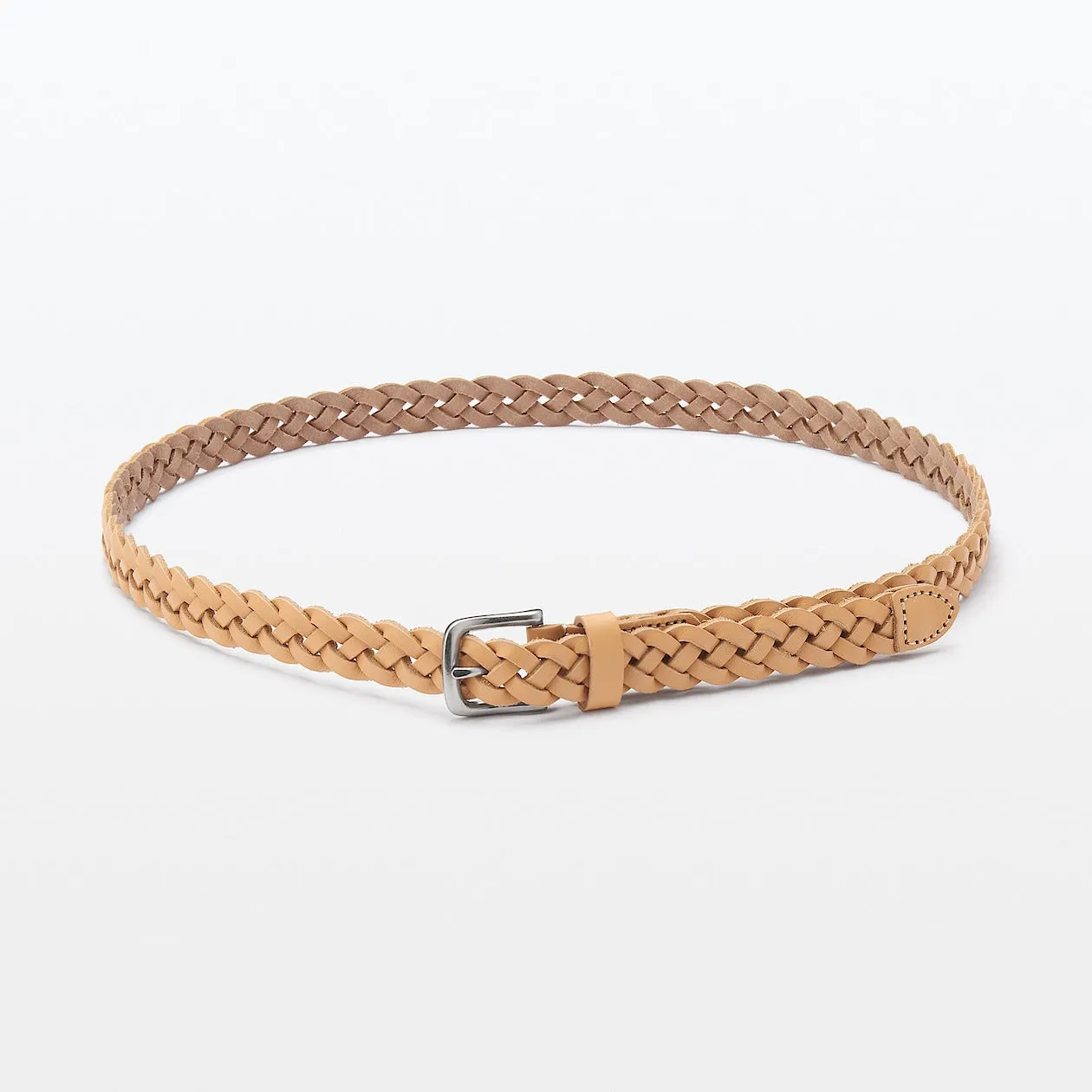 Vegetable Tanned Leather Slim Mesh Belt