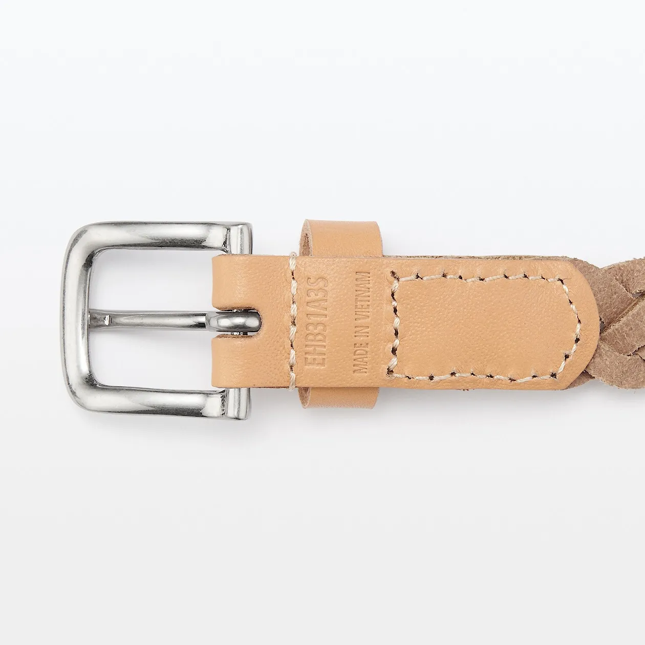 Vegetable Tanned Leather Slim Mesh Belt