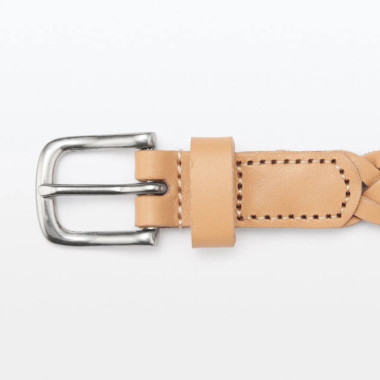 Vegetable Tanned Leather Slim Mesh Belt